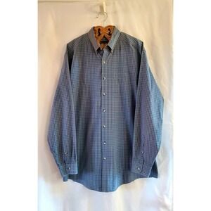 LL Bean Shirt Mens Size Large Tall Blue Plaid Long Sleeve Button Down Cotton